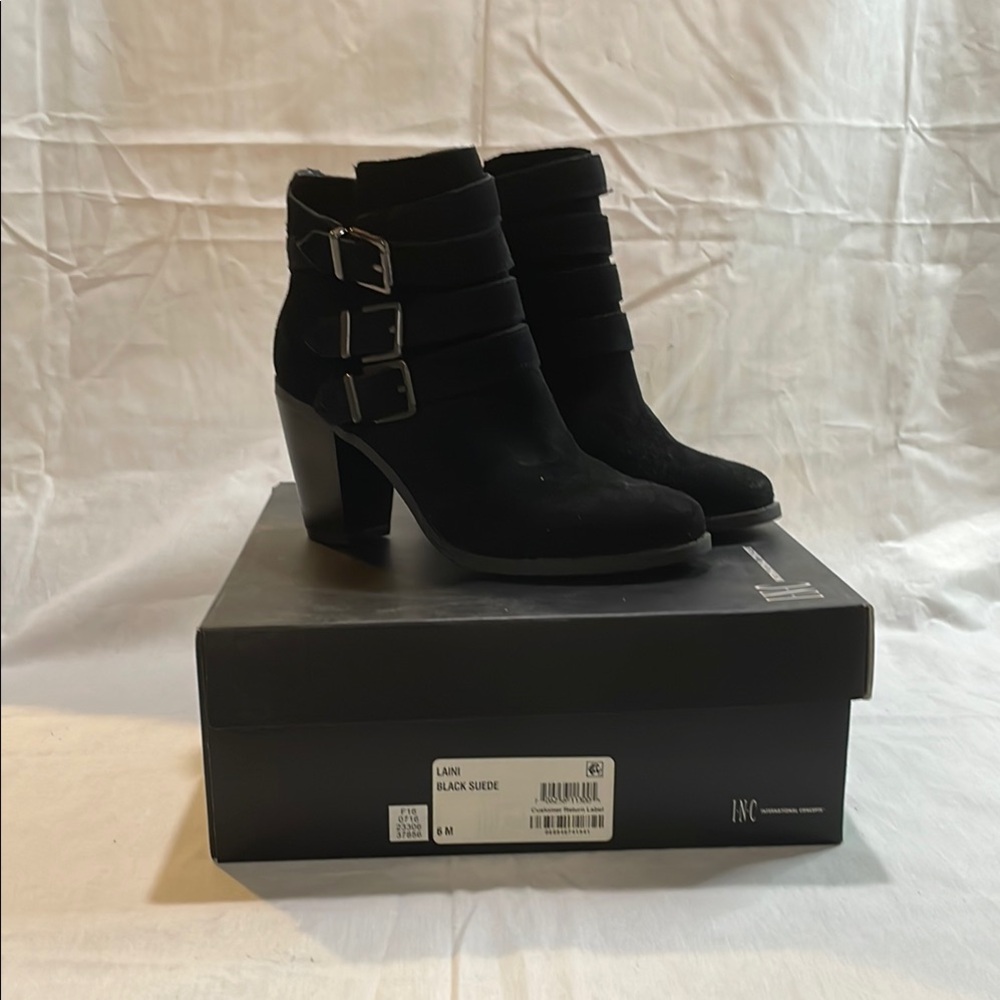 INC International Concepts Black Chunky Heeled Boots